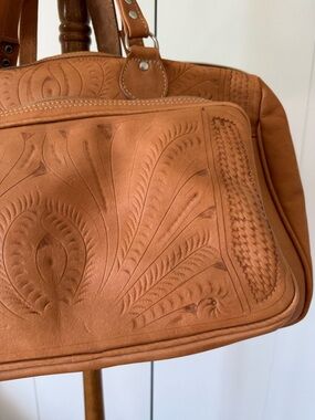 Ropin west tooled leather weekender carryon